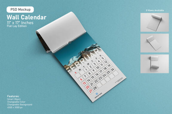Wire Wall Calendar 11x17 Inches - Flat Lay