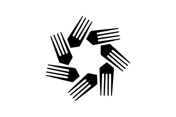 Circle fork logo flat design vector