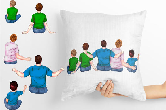 Big family clipart, Parent clipart, Father's Day, Mother's Day