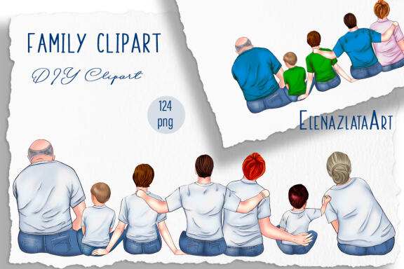 Big family clipart, Parent clipart, Father's Day, Mother's Day