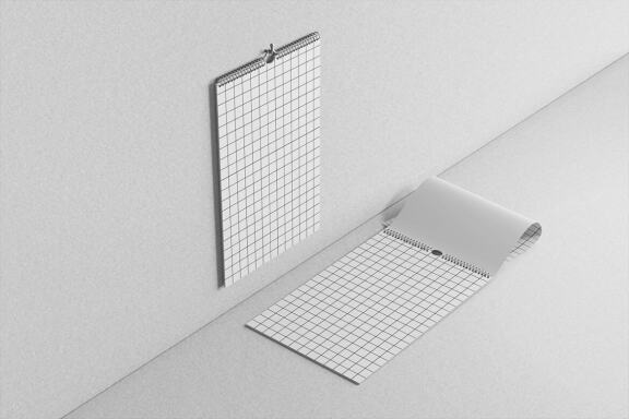 Wire Wall Calendar Isometric FREE Mock-up
