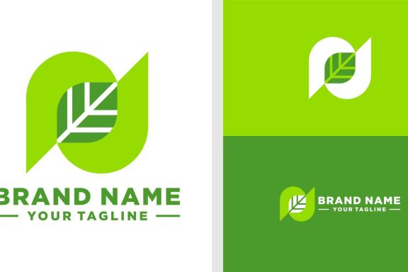 LETTER N LOGO LEAF NEGATIVE SPACE EDITABLE