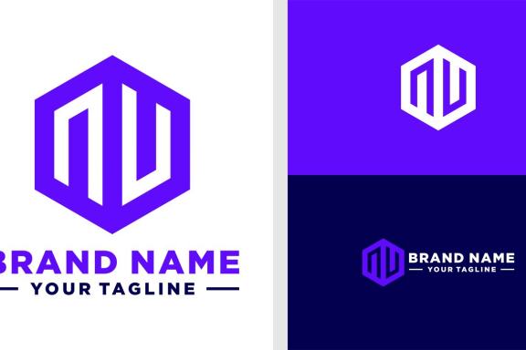 LETTER N LOGO MONOGRAM HEXAGONAL GEOMETRIC EDITABLE