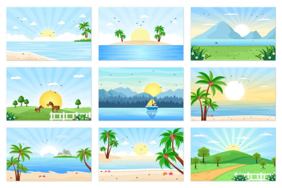 23 Sunrise Landscape Background Illustration