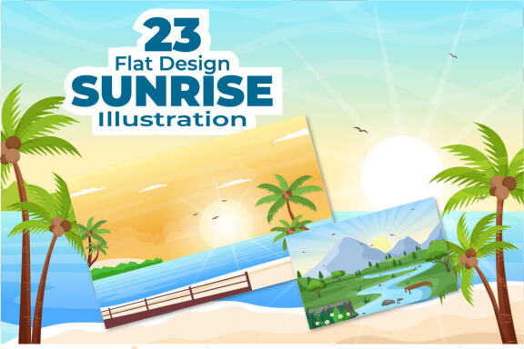 23 Sunrise Landscape Background Illustration