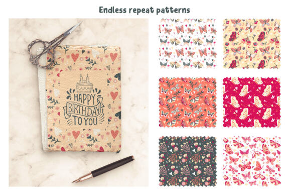 Love Butterflies Vector Patterns