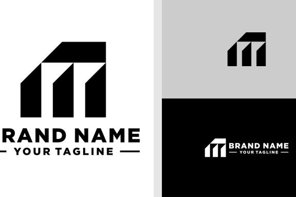 LETTER M LOGO MONOGRAM UNUSUAL GEOMETRIC EDITABLE