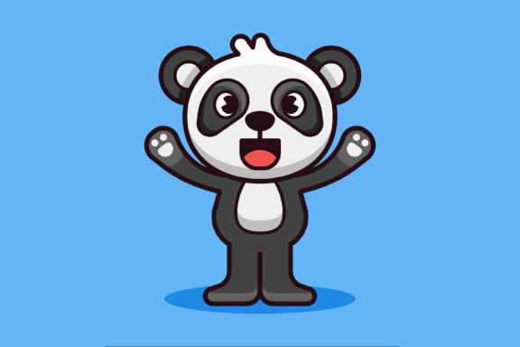 Cute Panda Happy Pose