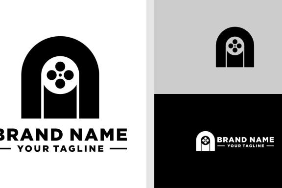 LETTER N LOGO FILM ROLL NEGATIVE SPACE EDITABLE