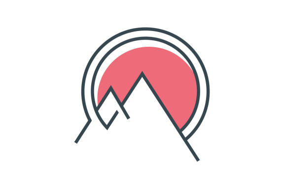 Mountain lineart icon logo vector design template