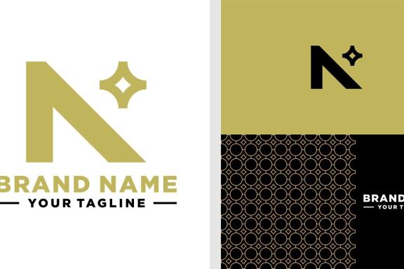 LETTER N LOGO NORTH STAR SHAPE EDITABLE