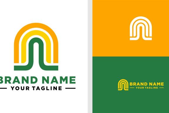 LETTER N LOGO LANDSCAPE NATURE SUN LINE EDITABLE