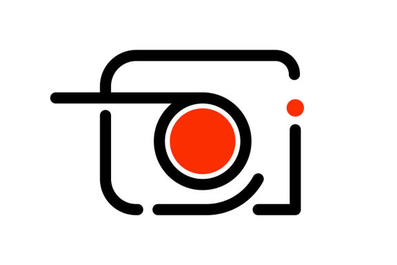 Lineart of camera logo design flat vector