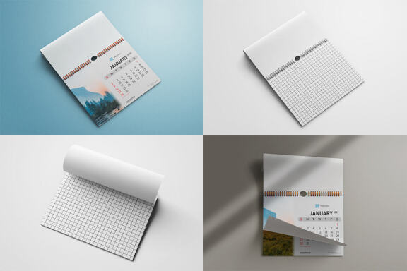 Wire Wall Calendar 8.5x11 Inches - Flat Lay