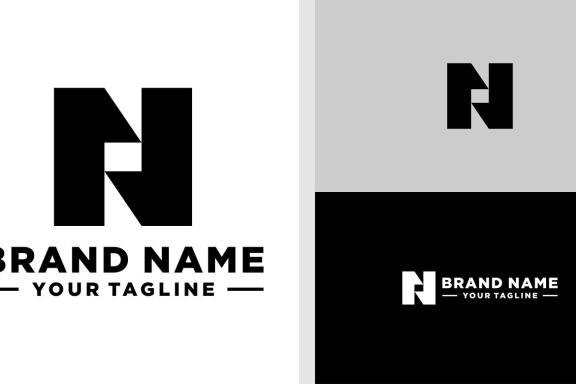 LETTER N LOGO NUMER ONE BOLD MONOGRAM EDITABLE