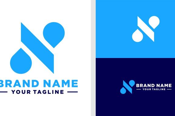 LETTER N LOGO DROPLET WATER SHAPE EDITABLE