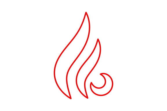 Fire flame lineart icon flat design vector logo illustration
