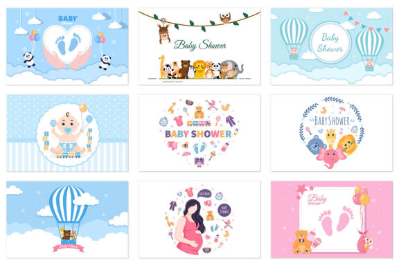 25 Baby Shower Little Boy or Girl Illustration