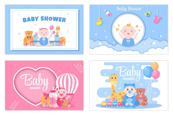 25 Baby Shower Little Boy or Girl Illustration