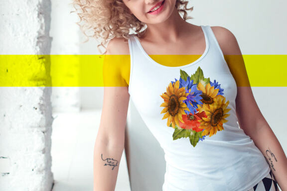 Sunflower, poppy and cornflower bouquets clipart
