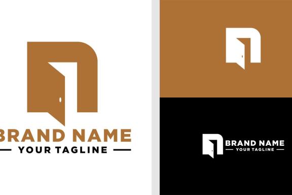 LETTER N LOGO DOOR NEGATIVE SPACE EDITABLE