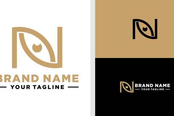 LETTER N LOGO EYES LINE NEGATIVE SPACE EDITABLE