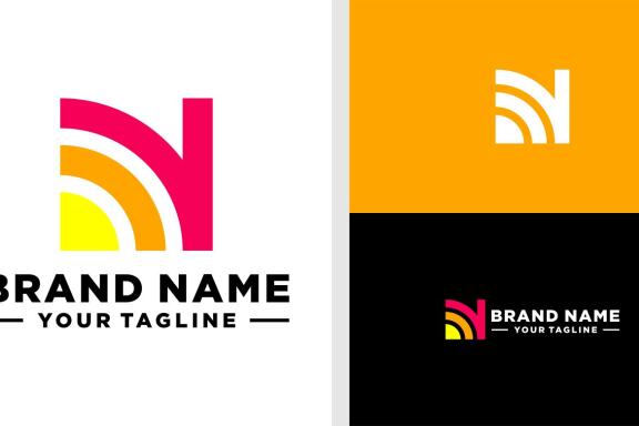 LETTER N LOGO SOLAR ENERGY NEGATIVE SPACE EDITABLE