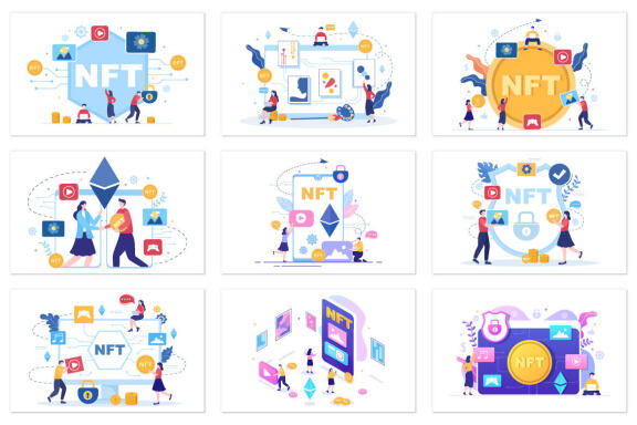 32 NFT Non Fungible Token Crypto Art Illustration