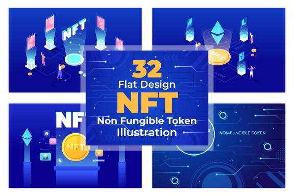 32 NFT Non Fungible Token Crypto Art Illustration