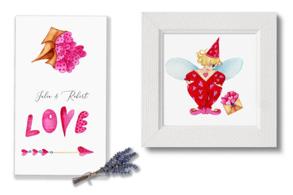 Fairies valentines day watercolor clipart