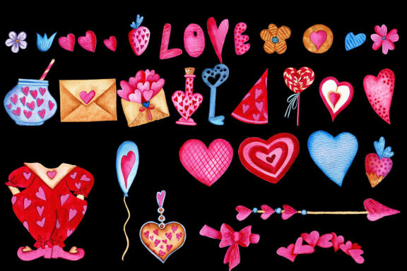 Fairies valentines day watercolor clipart
