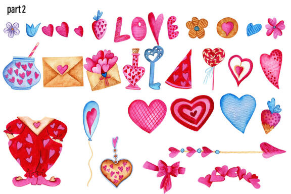 Fairies valentines day watercolor clipart