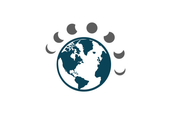 GLobe and Moon phases logo design vector