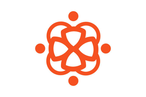 Human yoga community lineart logo design template vector