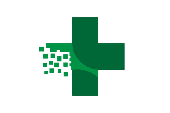 Green cross medical logo design template vector