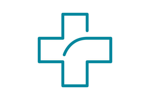 Cross medical lineart design logo vector template
