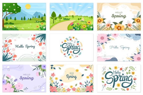 32 Spring Time Landscape Background illustration