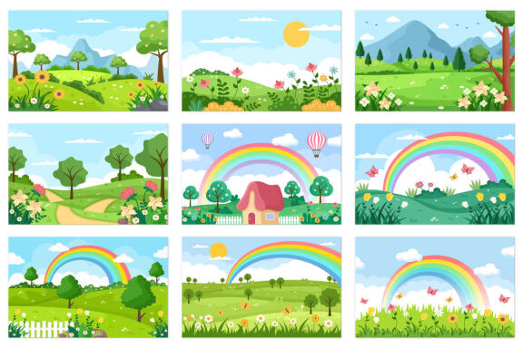 32 Spring Time Landscape Background illustration