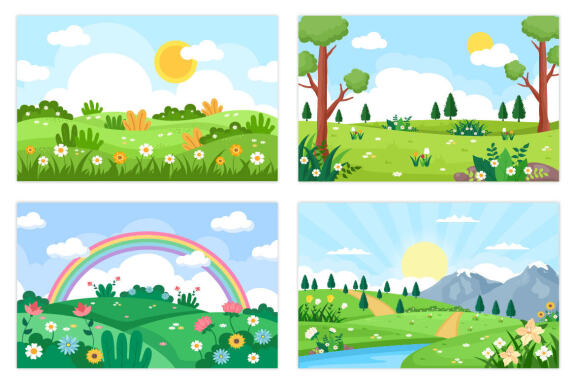 32 Spring Time Landscape Background illustration