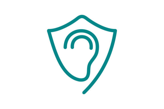shield protecting ear concept icon design logo template vector illustration