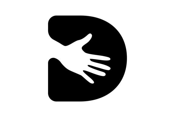 Letter initial D logo  with hand space design vector isolated