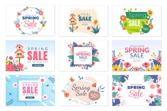 35 Spring Sale Blossom Flowers Background Illustration