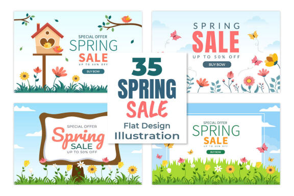 35 Spring Sale Blossom Flowers Background Illustration