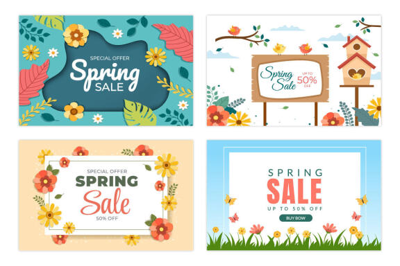 35 Spring Sale Blossom Flowers Background Illustration