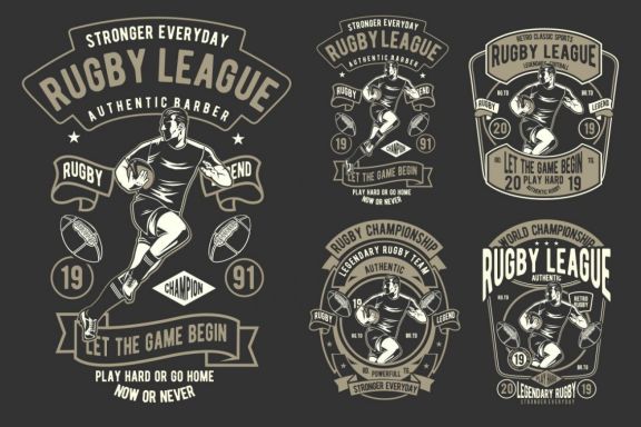 4 Rugby Badge Design Set