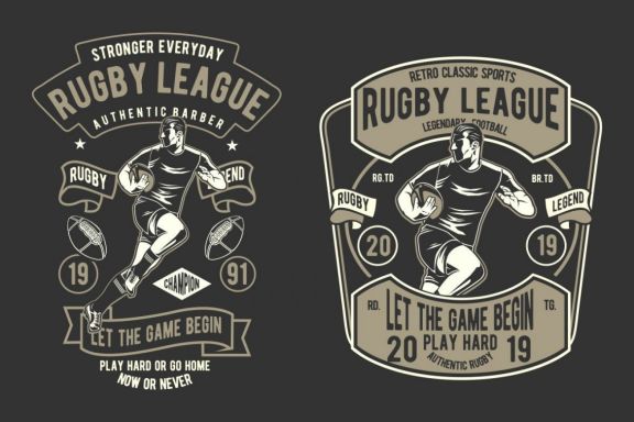 4 Rugby Badge Design Set