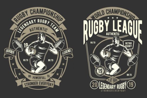 4 Rugby Badge Design Set