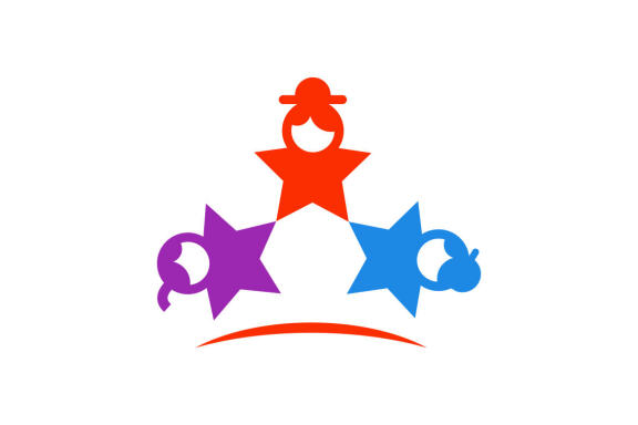 Star kids creative idea logo design vector isolated