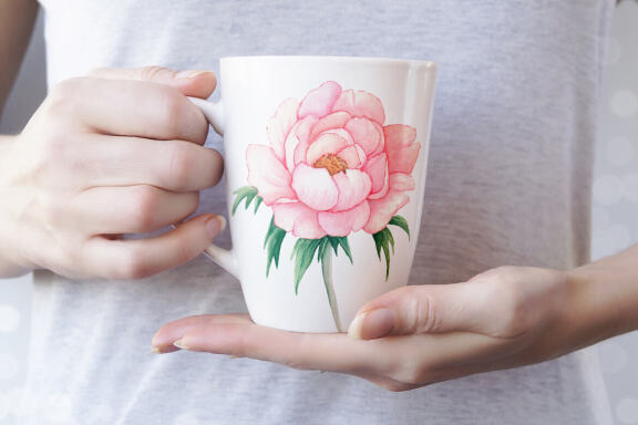 Watercolor Pink Peonies Flowers Clipart