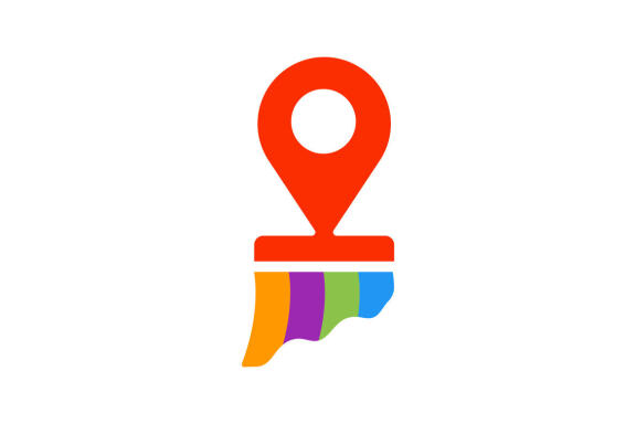 Pin navigator paint logo design vector isolated